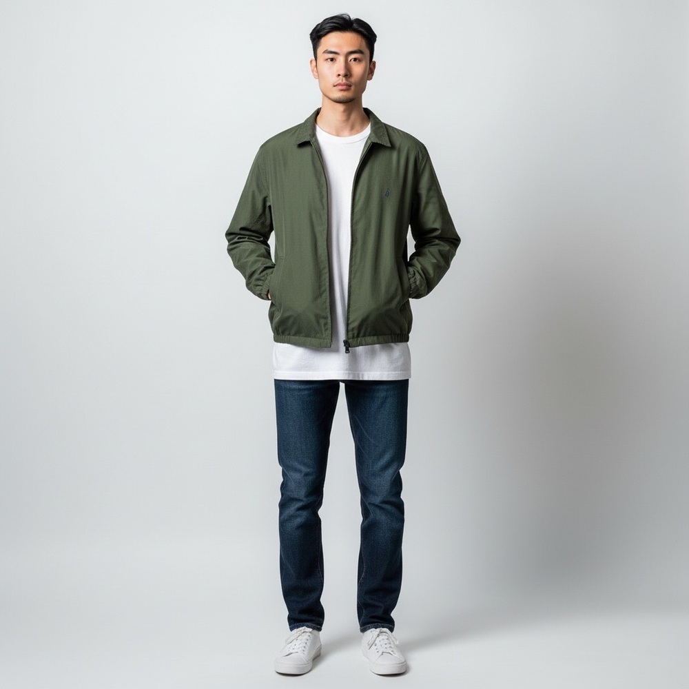Nautica Men’s Softshell Jacket Large Olive Green Lined Full Zip‎ Logo, Pockets